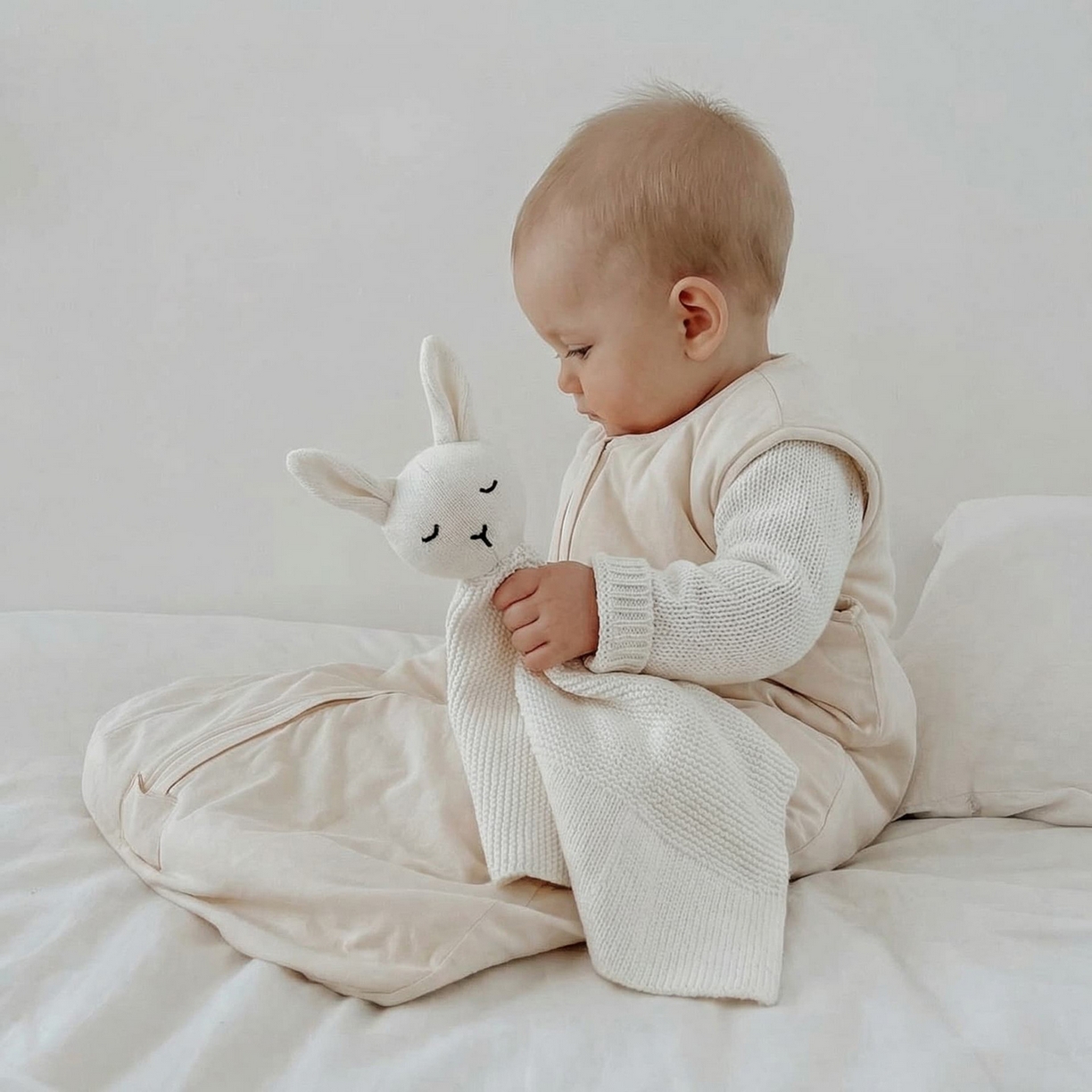 91家纺网 家纺一手货源 找家纺 （总）暖绵绵家纺 新款宝宝的好玩伴萌兔安抚巾新生儿陪睡软玩偶-甜梦兔