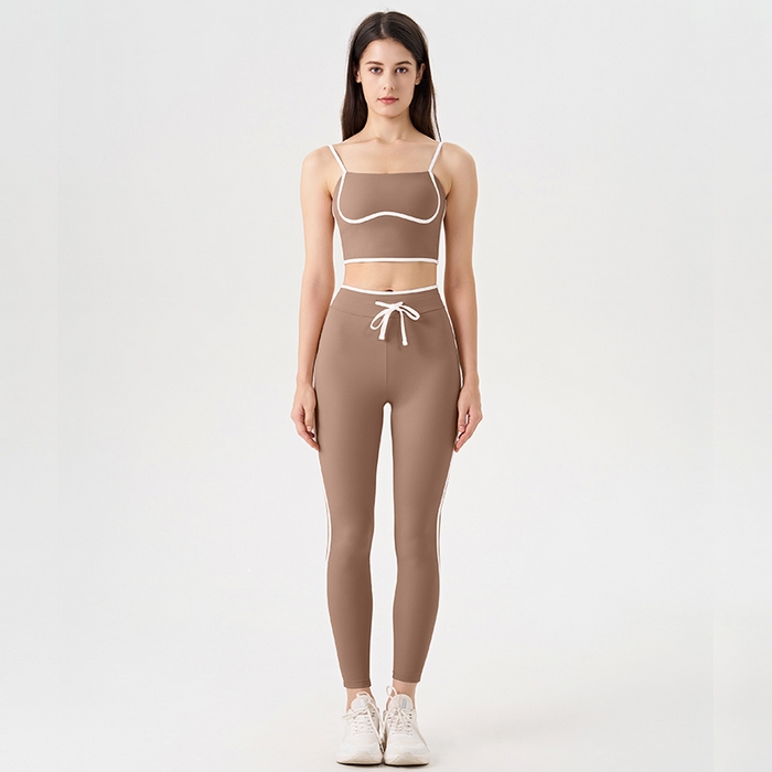 91家纺网 家纺一手货源 找家纺 （总）沐珩家纺 2026新款跨境新款撞色白条跑步抽绳长裤短裤三分裤运动内衣文胸瑜伽服套女