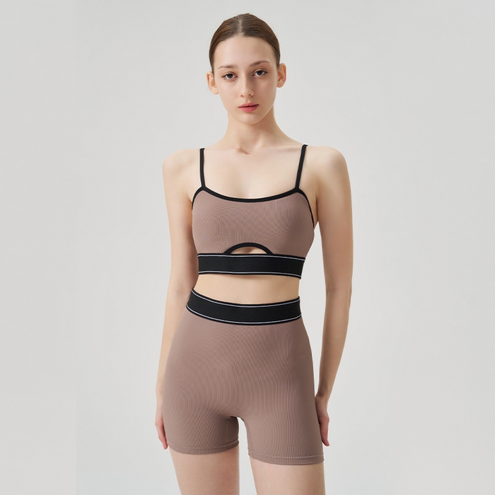 91家纺网 家纺一手货源 找家纺 （总）沐珩家纺 2026新款跨境运动内衣螺纹瑜伽服套装文胸跑步健身上衣欧美吊带瑜伽服