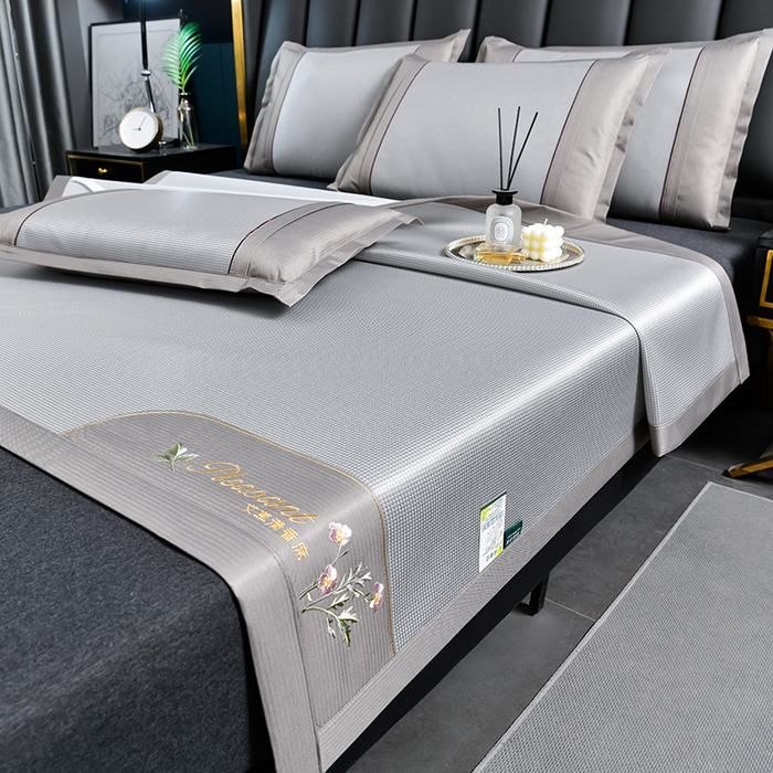 小牛席业 2026新款艾草清香冰丝席系列凉席藤席冰藤席冰丝席竹席草席空调席乳胶席豆豆席 艾草清香冰丝席-灰色