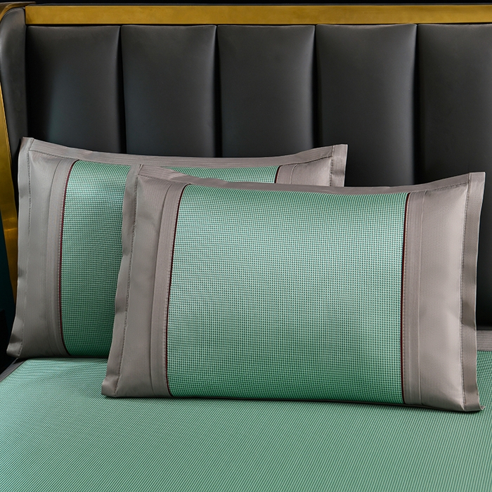 91家纺网 家纺一手货源 找家纺 小牛席业 2026新款艾草清香冰丝席系列凉席藤席冰藤席冰丝席竹席草席空调席乳胶席豆豆席 艾草清香冰丝席-绿色