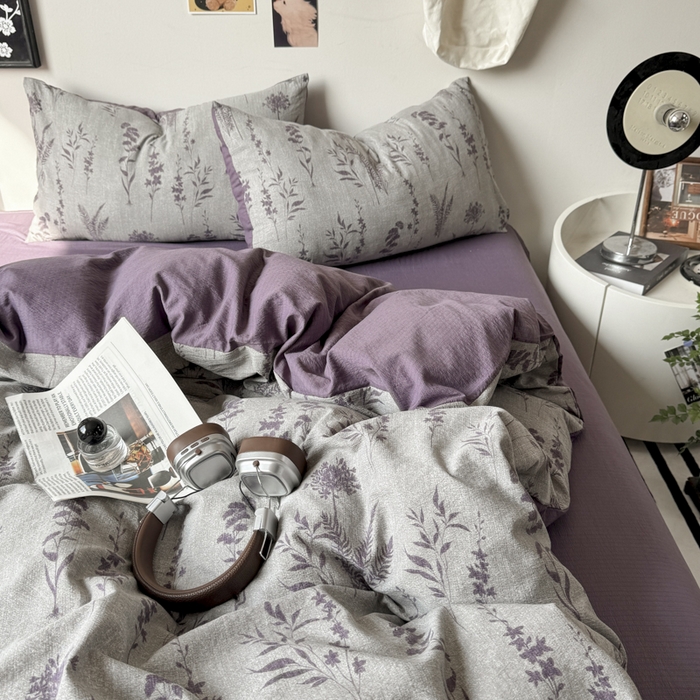 91家纺网 家纺一手货源 找家纺 （总）雅阁尔家纺 2026新款轻奢复古美拉德风泡芙棉四件套水洗棉双层纱床单被套学生宿舍三件套床笠款