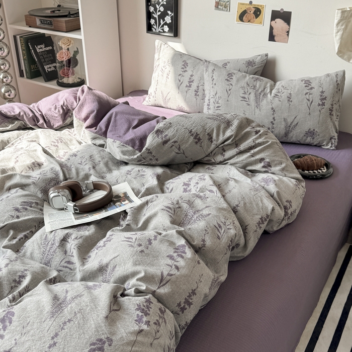 91家纺网 家纺一手货源 找家纺 （总）雅阁尔家纺 2026新款轻奢复古美拉德风泡芙棉四件套水洗棉双层纱床单被套学生宿舍三件套床笠款