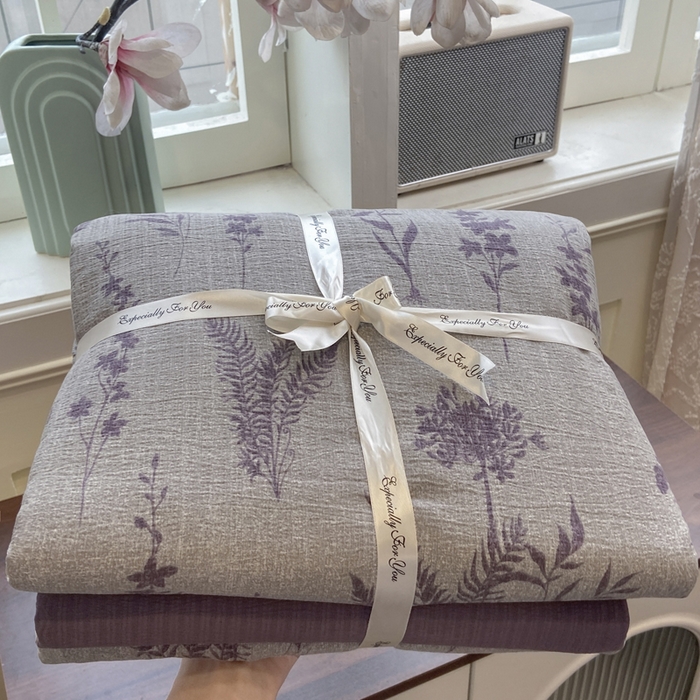 91家纺网 家纺一手货源 找家纺 （总）雅阁尔家纺 2026新款轻奢复古美拉德风泡芙棉四件套水洗棉双层纱床单被套学生宿舍三件套床笠款