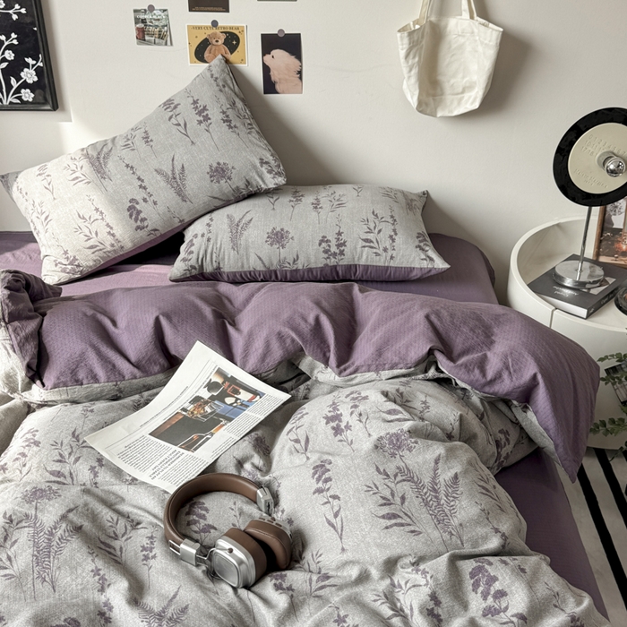 91家纺网 家纺一手货源 找家纺 （总）雅阁尔家纺 2026新款轻奢复古美拉德风泡芙棉四件套水洗棉双层纱床单被套学生宿舍三件套床笠款