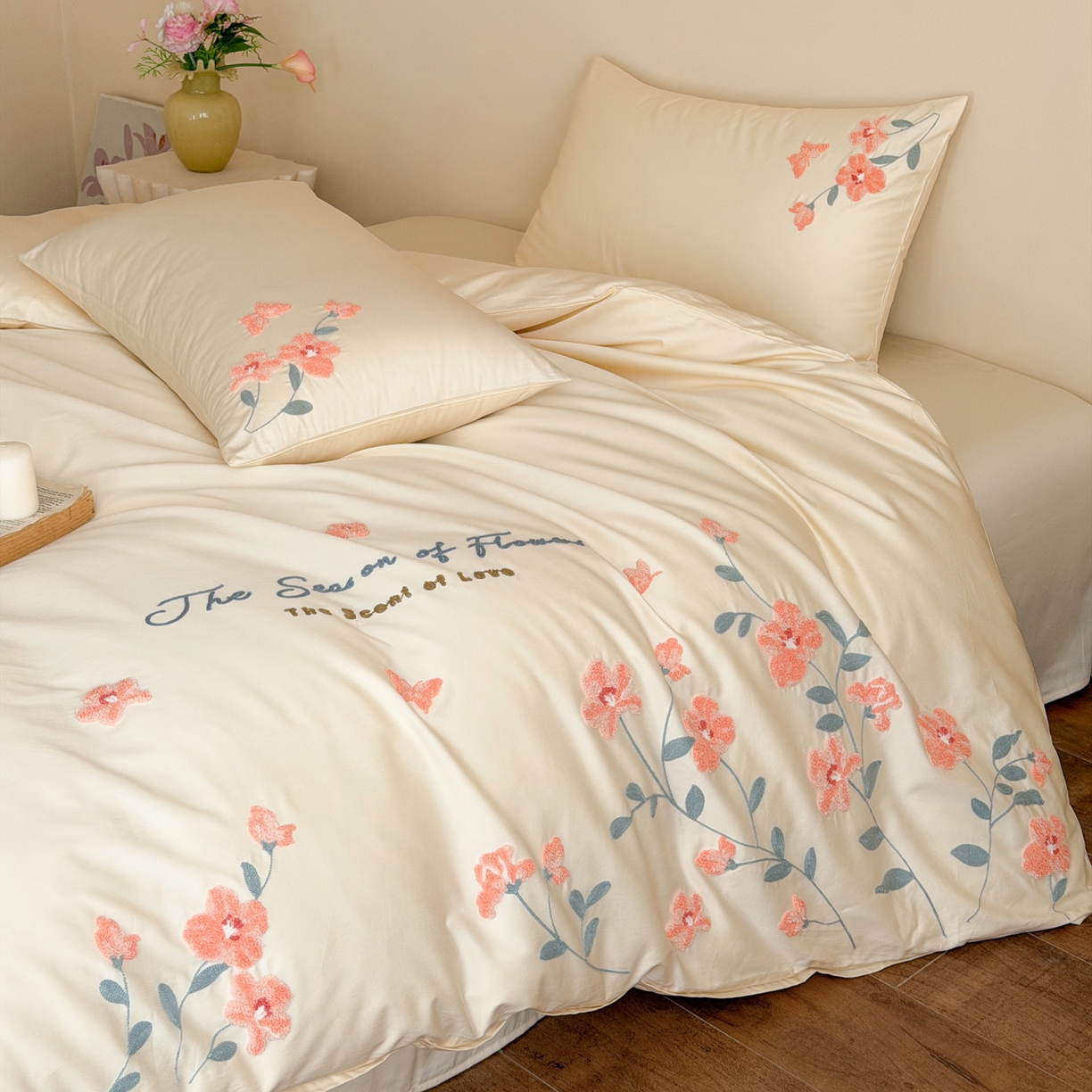 91家纺网 家纺一手货源 找家纺 （总）优彩 2026春夏新款A类100支长绒棉毛巾绣四件套系列