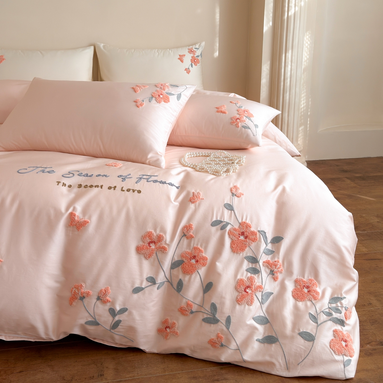 91家纺网 家纺一手货源 找家纺 （总）优彩 2026春夏新款A类100支长绒棉毛巾绣四件套系列