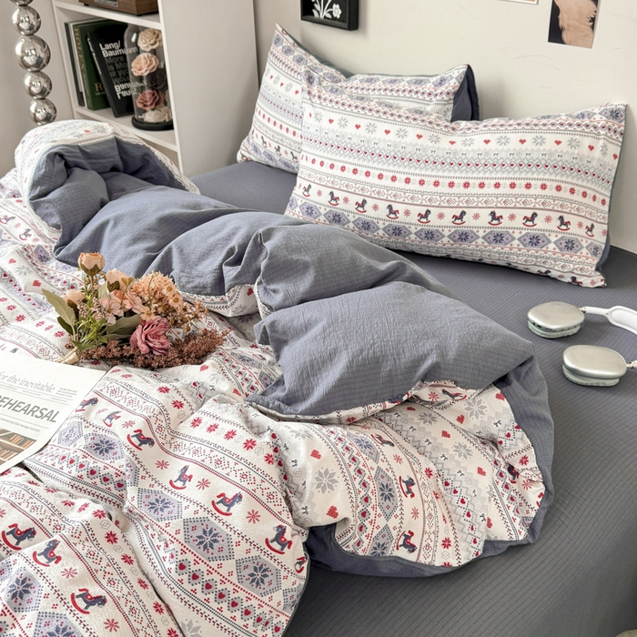 91家纺网 家纺一手货源 找家纺 雅阁尔家纺 2026新款轻奢复古美拉德风泡芙棉四件套水洗棉双层纱床单被套学生宿舍三件套床笠款 马上有钱