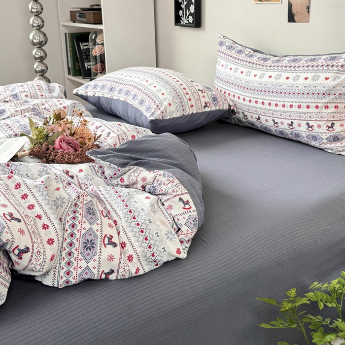 91家纺网 家纺一手货源 找家纺 雅阁尔家纺 2026新款轻奢复古美拉德风泡芙棉四件套水洗棉双层纱床单被套学生宿舍三件套床笠款 马上有钱