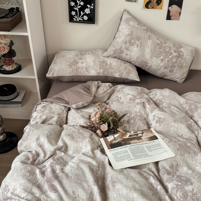 91家纺网 家纺一手货源 找家纺 雅阁尔家纺 2026新款轻奢复古美拉德风泡芙棉四件套水洗棉双层纱床单被套学生宿舍三件套床笠款 知音咖