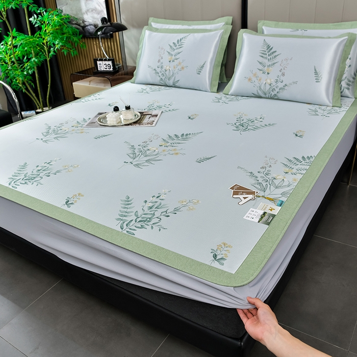 91家纺网 家纺一手货源 找家纺 （总）小牛席业 2025新款加厚款-碳光凉感冰丝席系列（床笠款）凉席藤席冰藤席冰丝席竹席空调席草席乳胶席凉感豆豆席三