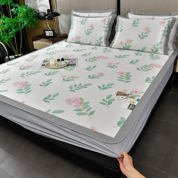 91家纺网 家纺一手货源 找家纺 （总）小牛席业 2025新款加厚款-碳光凉感冰丝席系列（床笠款）凉席藤席冰藤席冰丝席竹席空调席草席乳胶席凉感豆豆席三