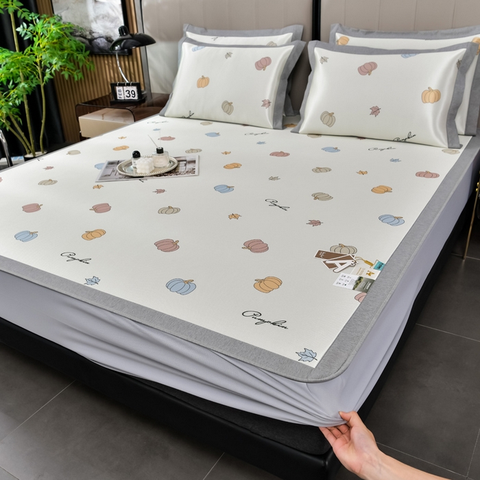 91家纺网 家纺一手货源 找家纺 （总）小牛席业 2025新款加厚款-碳光凉感冰丝席系列（床笠款）凉席藤席冰藤席冰丝席竹席空调席草席乳胶席凉感豆豆席三