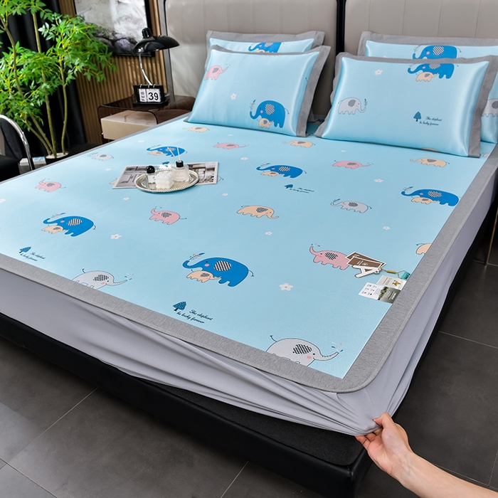 91家纺网 家纺一手货源 找家纺 （总）小牛席业 2025新款加厚款-碳光凉感冰丝席系列（床笠款）凉席藤席冰藤席冰丝席竹席空调席草席乳胶席凉感豆豆席三