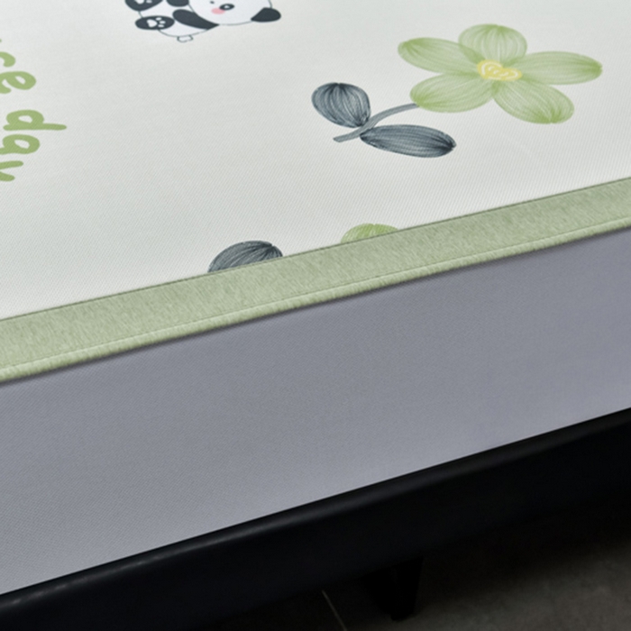 91家纺网 家纺一手货源 找家纺 小牛席业 2025新款加厚款-碳光凉感冰丝席系列（床笠款）凉席藤席冰藤席冰丝席竹席空调席草席乳胶席凉感豆豆席三 熊猫胖达（床笠款）