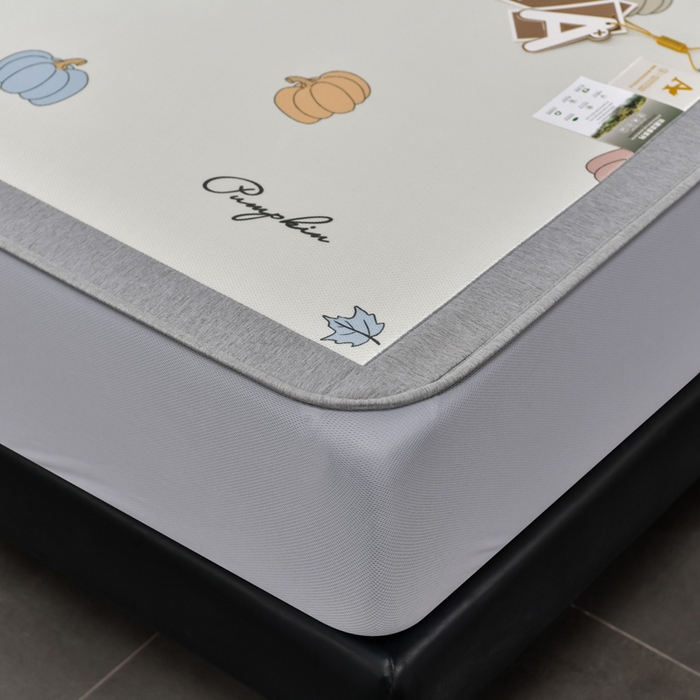 91家纺网 家纺一手货源 找家纺 小牛席业 2025新款加厚款-碳光凉感冰丝席系列（床笠款）凉席藤席冰藤席冰丝席竹席空调席草席乳胶席凉感豆豆席三 小号南瓜（床笠款）