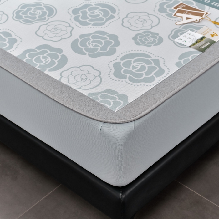 91家纺网 家纺一手货源 找家纺 小牛席业 2025新款加厚款-碳光凉感冰丝席系列（床笠款）凉席藤席冰藤席冰丝席竹席空调席草席乳胶席凉感豆豆席三 烂漫山茶花（床笠款）