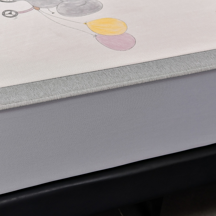 91家纺网 家纺一手货源 找家纺 小牛席业 2025新款加厚款-碳光凉感冰丝席系列（床笠款）凉席藤席冰藤席冰丝席竹席空调席草席乳胶席凉感豆豆席三 椰树与大象（床笠款）