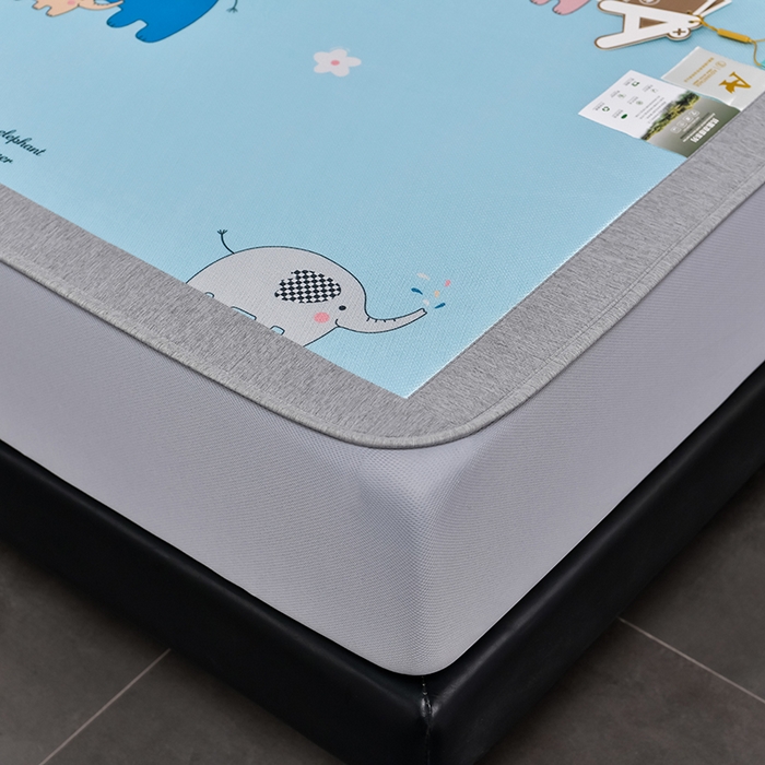 91家纺网 家纺一手货源 找家纺 小牛席业 2025新款加厚款-碳光凉感冰丝席系列（床笠款）凉席藤席冰藤席冰丝席竹席空调席草席乳胶席凉感豆豆席三 可爱小象（床笠款）