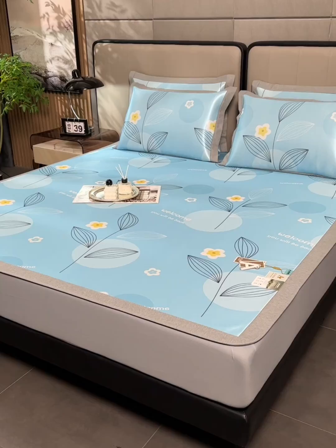 91家纺网 家纺一手货源 找家纺 小牛席业 2025新款加厚款-碳光凉感冰丝席系列（床笠款）凉席藤席冰藤席冰丝席竹席空调席草席乳胶席凉感豆豆席三 清凉夏日（床笠款）