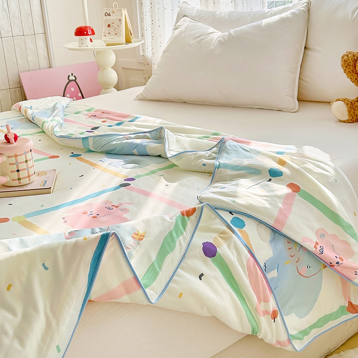 91家纺网 家纺一手货源 找家纺 优迈 2026新款A类针织棉嘟嘟被夏被春秋被空调被儿童学生被子被芯 艾利小象