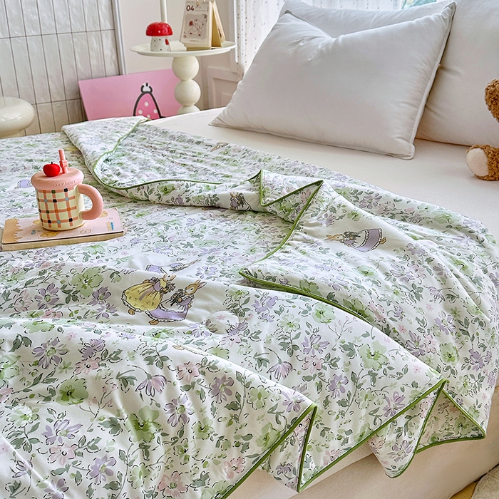 91家纺网 家纺一手货源 找家纺 优迈 2026新款A类针织棉嘟嘟被夏被春秋被空调被儿童学生被子被芯 花枝兔