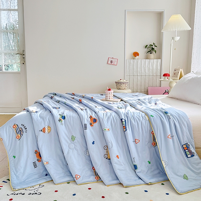 91家纺网 家纺一手货源 找家纺 优迈 2026新款A类针织棉嘟嘟被夏被春秋被空调被儿童学生被子被芯 小汽车