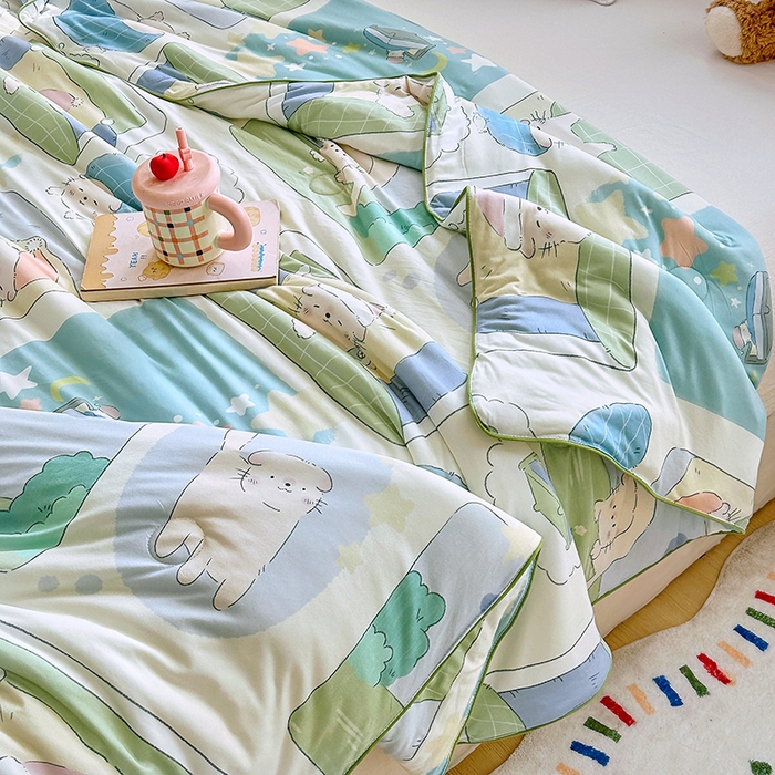 91家纺网 家纺一手货源 找家纺 优迈 2026新款A类针织棉嘟嘟被夏被春秋被空调被儿童学生被子被芯 喵喵屋