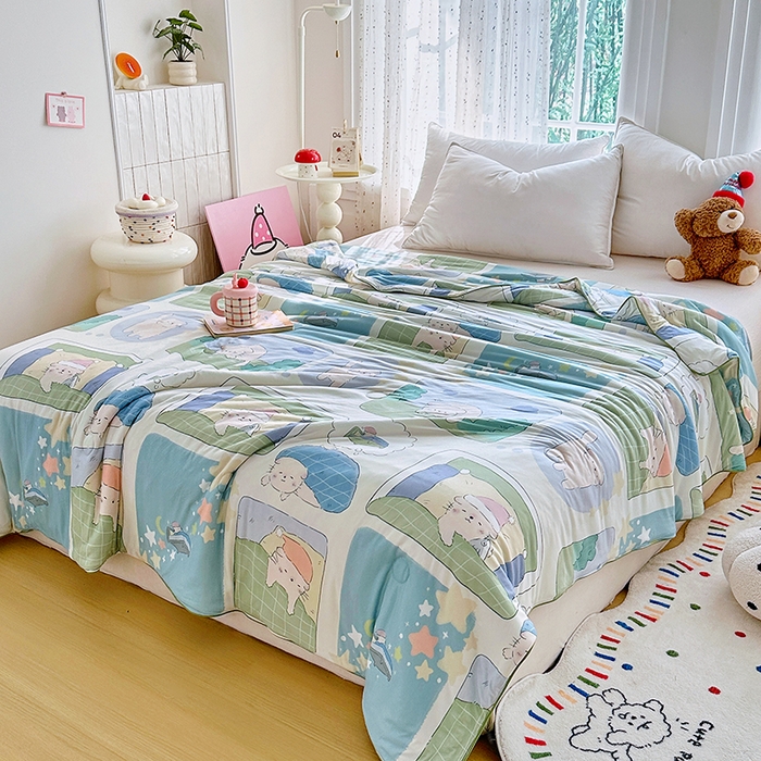 91家纺网 家纺一手货源 找家纺 优迈 2026新款A类针织棉嘟嘟被夏被春秋被空调被儿童学生被子被芯 喵喵屋