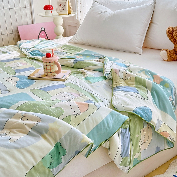 91家纺网 家纺一手货源 找家纺 优迈 2026新款A类针织棉嘟嘟被夏被春秋被空调被儿童学生被子被芯 喵喵屋