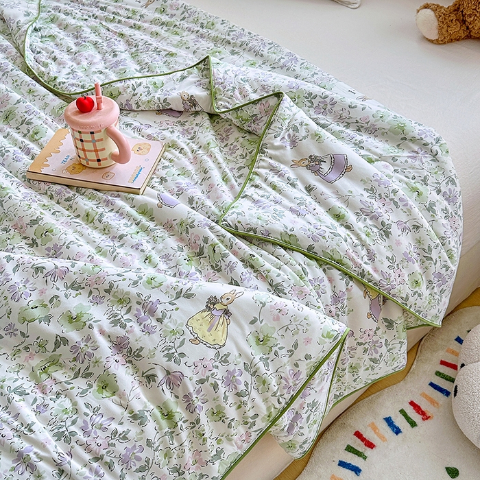 91家纺网 家纺一手货源 找家纺 优迈 2026新款A类针织棉嘟嘟被夏被春秋被空调被儿童学生被子被芯 花枝兔