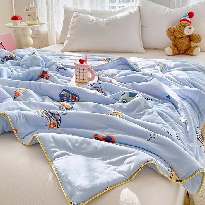 91家纺网 家纺一手货源 找家纺 优迈 2026新款A类针织棉嘟嘟被夏被春秋被空调被儿童学生被子被芯 小汽车