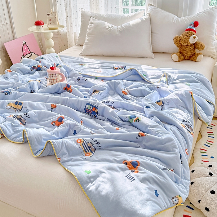 91家纺网 家纺一手货源 找家纺 优迈 2026新款A类针织棉嘟嘟被夏被春秋被空调被儿童学生被子被芯 小汽车