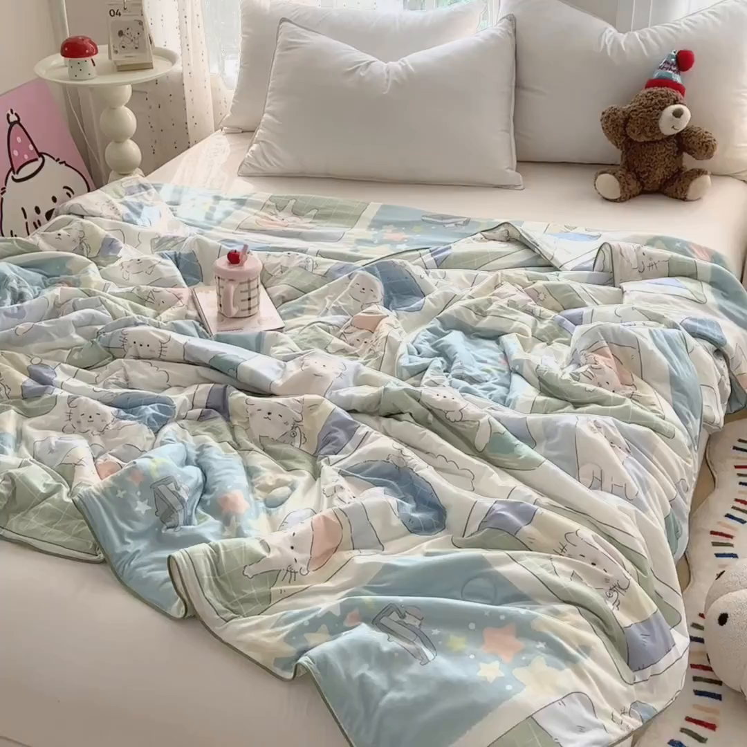 91家纺网 家纺一手货源 找家纺 优迈 2026新款A类针织棉嘟嘟被夏被春秋被空调被儿童学生被子被芯 喵喵屋