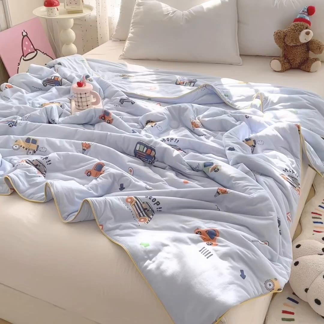 91家纺网 家纺一手货源 找家纺 优迈 2026新款A类针织棉嘟嘟被夏被春秋被空调被儿童学生被子被芯 小汽车