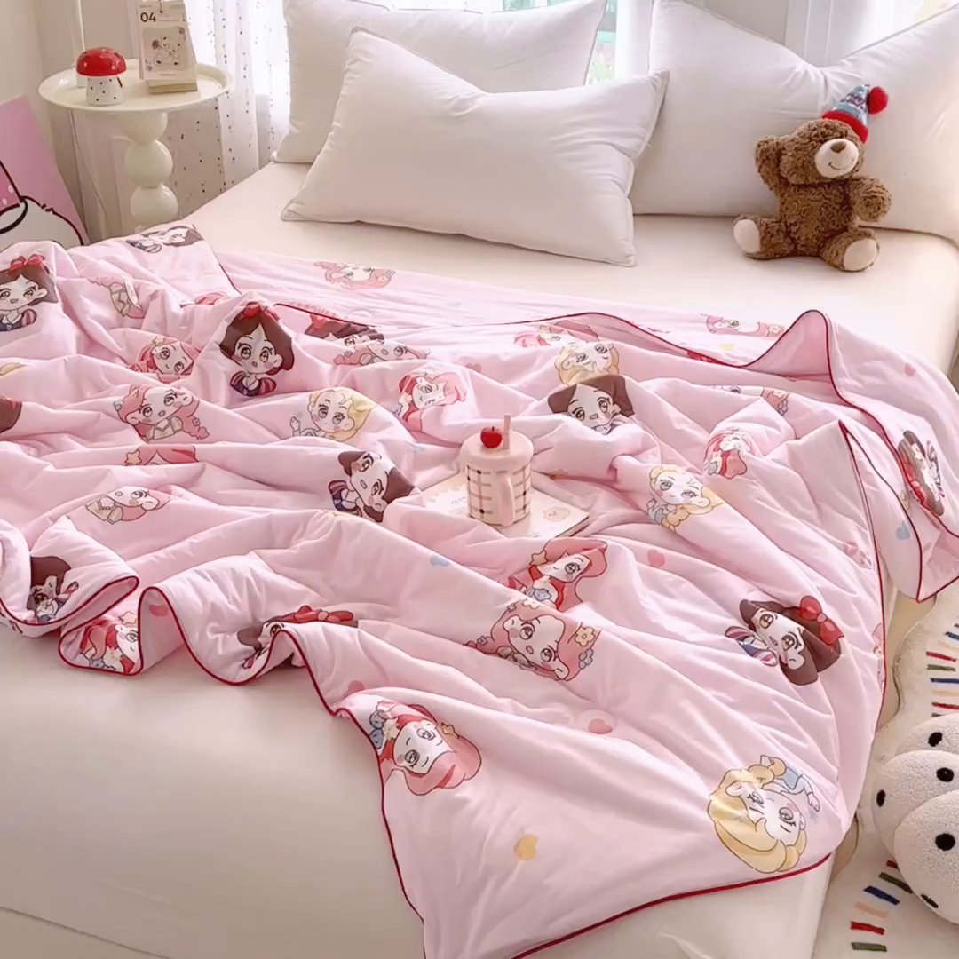 91家纺网 家纺一手货源 找家纺 优迈 2026新款A类针织棉嘟嘟被夏被春秋被空调被儿童学生被子被芯 小公举