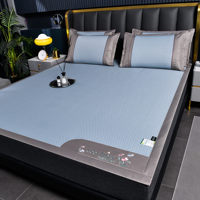 小牛席业 【正宗凉感】2023新款小冰块-凉感冰丝席凉席藤席竹席乳胶席 小冰块-凉感冰丝席（蓝色）