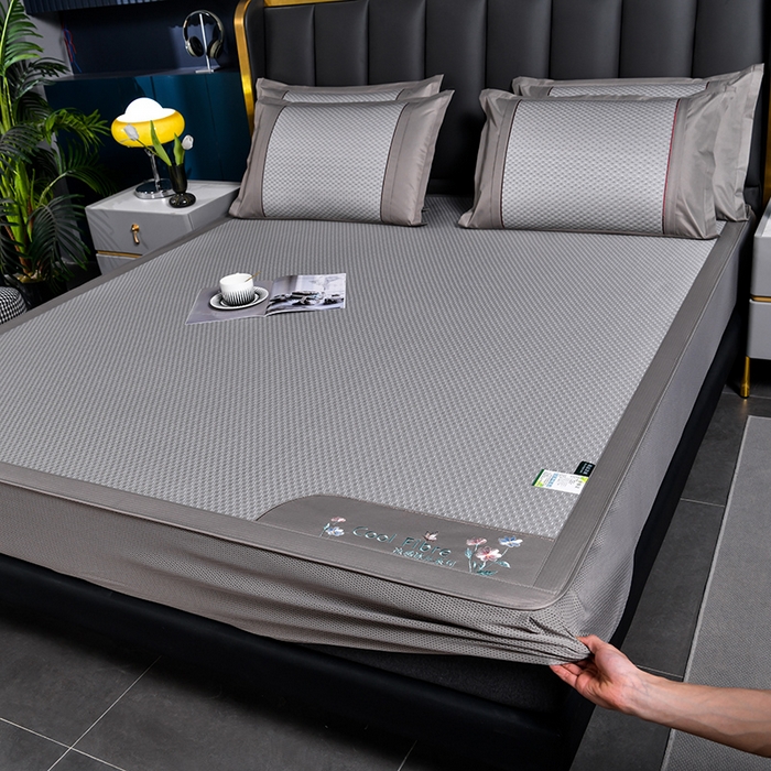 小牛席业 【正宗凉感】2023新款小冰块-凉感冰丝席（床笠款）凉席藤席竹席乳胶席 小冰块-凉感冰丝席-床笠款（灰色）