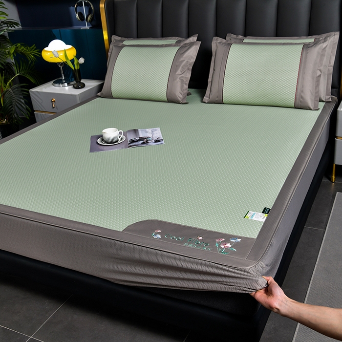 小牛席业 【正宗凉感】2023新款小冰块-凉感冰丝席（床笠款）凉席藤席竹席乳胶席 小冰块-凉感冰丝席-床笠款（绿色）