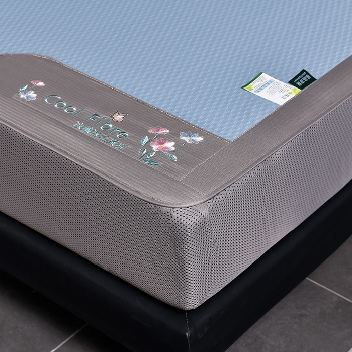 91家纺网 家纺一手货源 找家纺 小牛席业 【正宗凉感】2023新款小冰块-凉感冰丝席（床笠款）凉席藤席竹席乳胶席 小冰块-凉感冰丝席-床笠款（蓝色）