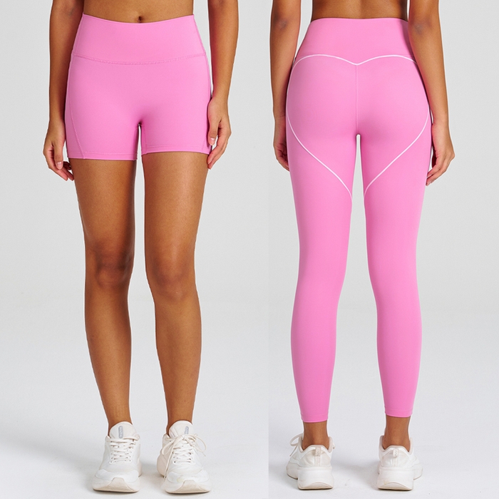 91家纺网 家纺一手货源 找家纺 （总）沐珩家纺 2026新款跨境蜜桃臀无缝收腹紧身瑜伽裤女外穿跑步运动速干健身裤三分短裤