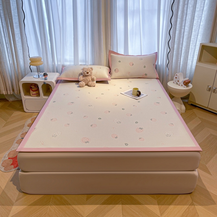 91家纺网 家纺一手货源 找家纺 （总）凯罗 2026新款卡通实拍小红书爆款凉豆豆绣花床席可水洗床席席子