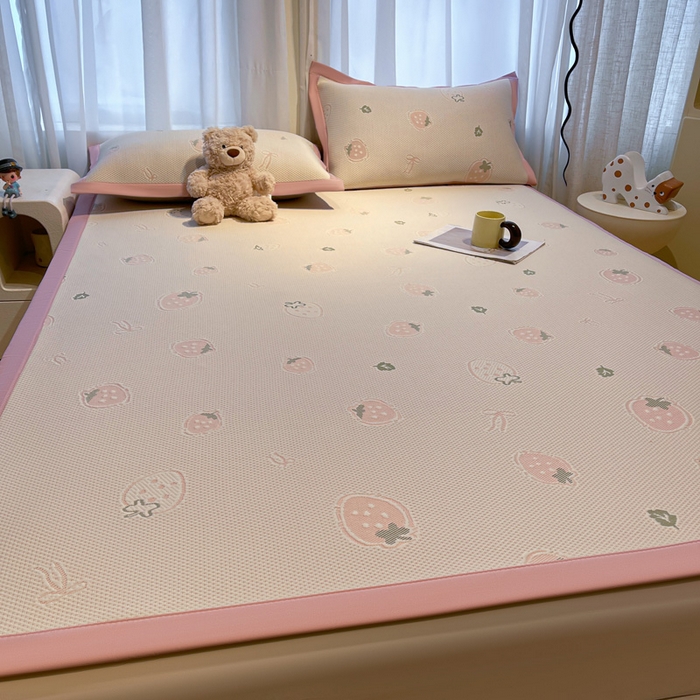 91家纺网 家纺一手货源 找家纺 （总）凯罗 2026新款卡通实拍小红书爆款凉豆豆绣花床席可水洗床席席子