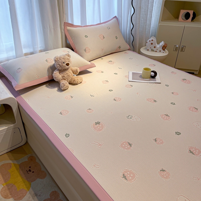 91家纺网 家纺一手货源 找家纺 （总）凯罗 2026新款卡通实拍小红书爆款凉豆豆绣花床席可水洗床席席子