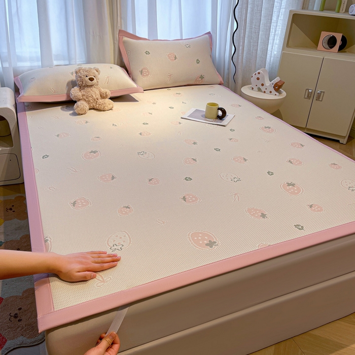 91家纺网 家纺一手货源 找家纺 （总）凯罗 2026新款卡通实拍小红书爆款凉豆豆绣花床席可水洗床席席子