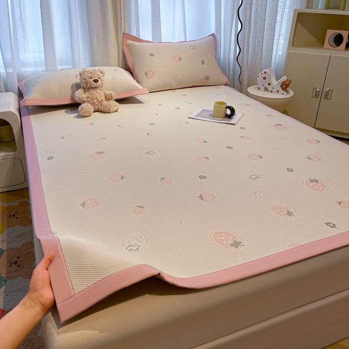 91家纺网 家纺一手货源 找家纺 （总）凯罗 2026新款卡通实拍小红书爆款凉豆豆绣花床席可水洗床席席子