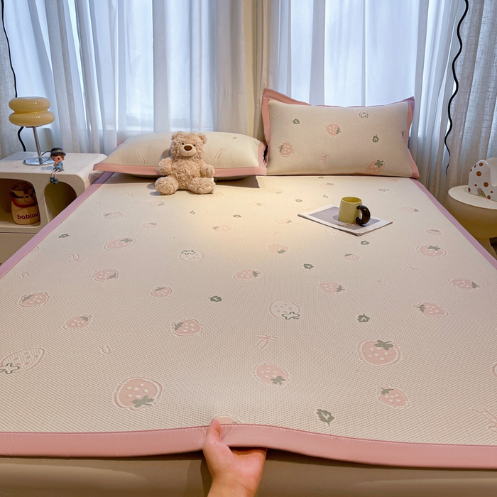 91家纺网 家纺一手货源 找家纺 （总）凯罗 2026新款卡通实拍小红书爆款凉豆豆绣花床席可水洗床席席子