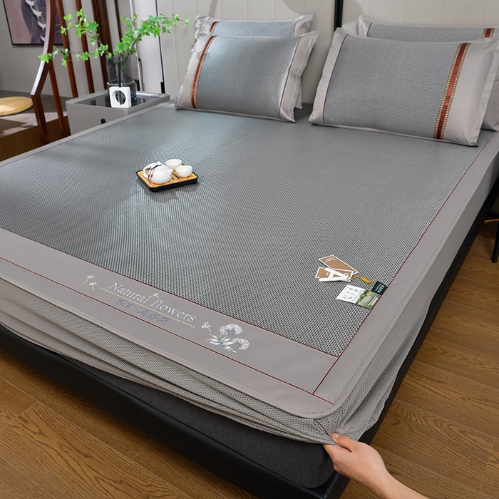 （总）小牛席业 2026新款加厚款-绣球草本清凉冰藤席系列（床笠款）清凉席凉席藤席冰藤席冰丝席草席竹席乳胶席凉感豆豆