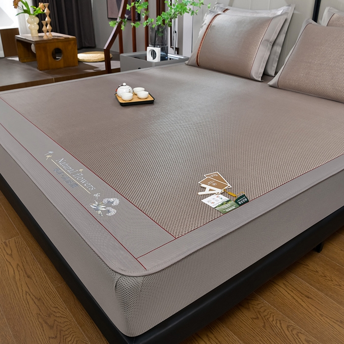 91家纺网 家纺一手货源 找家纺 小牛席业 2026新款加厚款-绣球草本清凉冰藤席系列（床笠款）清凉席凉席藤席冰藤席冰丝席草席竹席乳胶席凉感豆豆 加厚款-绣球草本清凉席（床笠款）香槟