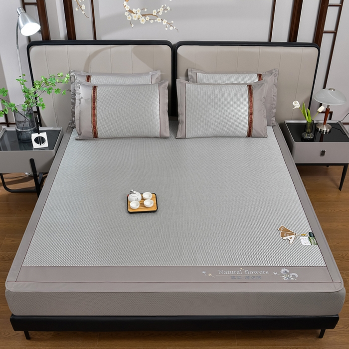 91家纺网 家纺一手货源 找家纺 小牛席业 2026新款加厚款-绣球草本清凉冰藤席系列（床笠款）清凉席凉席藤席冰藤席冰丝席草席竹席乳胶席凉感豆豆 加厚款-绣球草本清凉席（床笠款）银灰